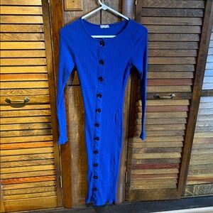 Elegant Blue Button-Down Dress